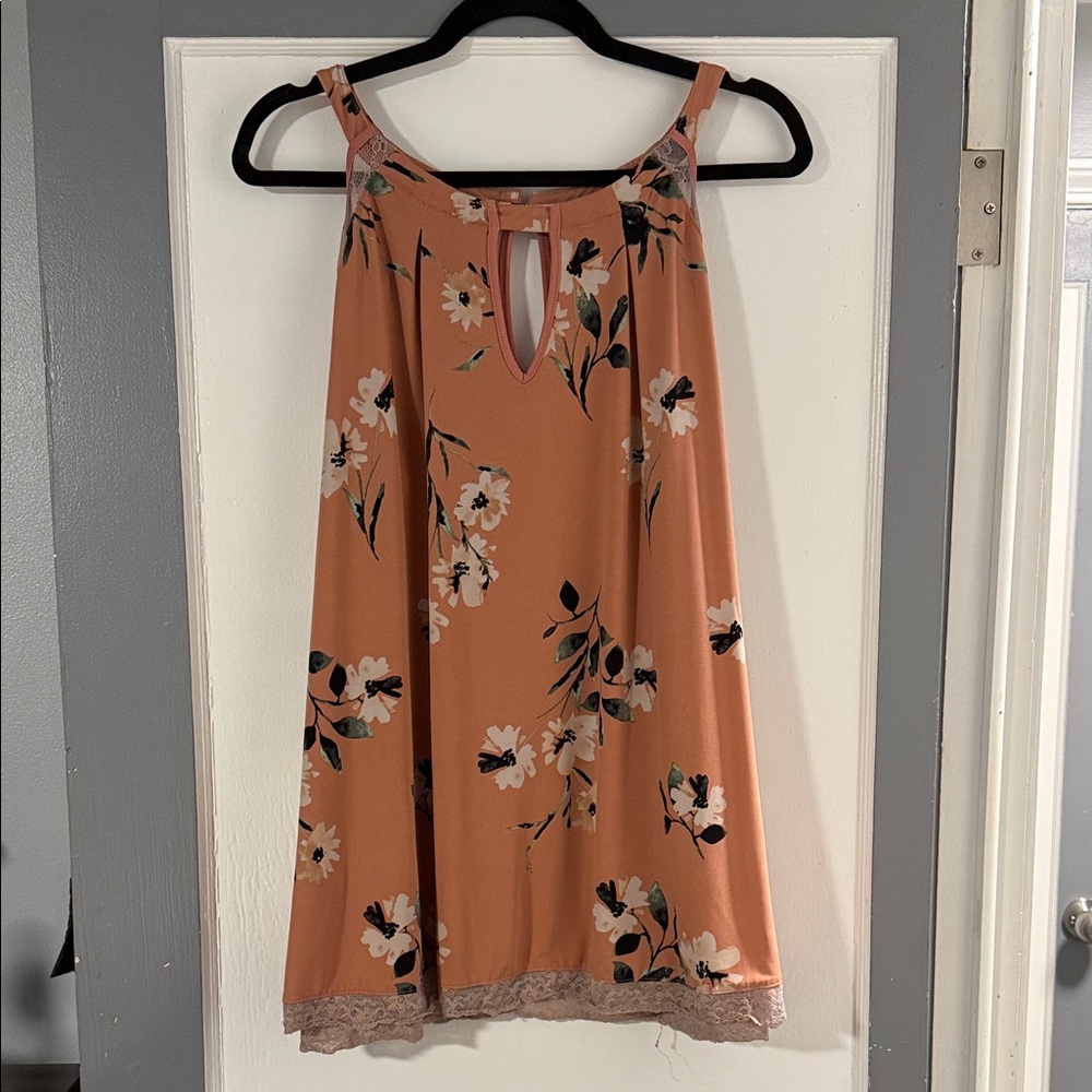 Torrid Floral Sleeveless Top with Lace Hem
